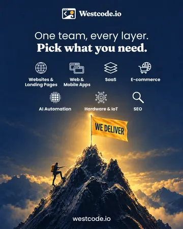 One team, every layer. Websites, apps, SaaS, e-commerce, AI automation, hardware and SEO.
