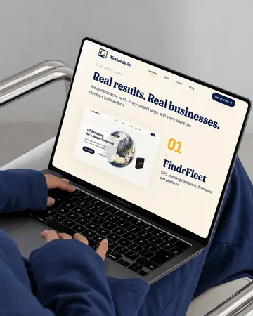 Real results, real businesses: the FindrFleet website on a laptop.