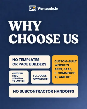 Why choose us: no templates, full code ownership, no subcontractor handoffs.