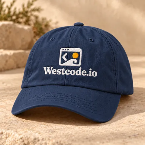 Navy cap with the Westcode.io logo