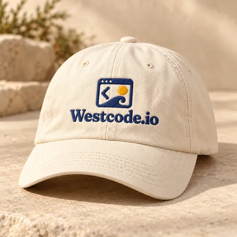Sand cap with the Westcode.io logo