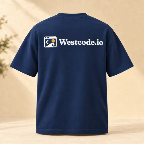Navy tee, back with the Westcode.io logo