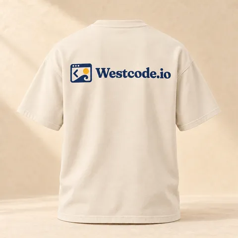 Sand tee, back with the Westcode.io logo